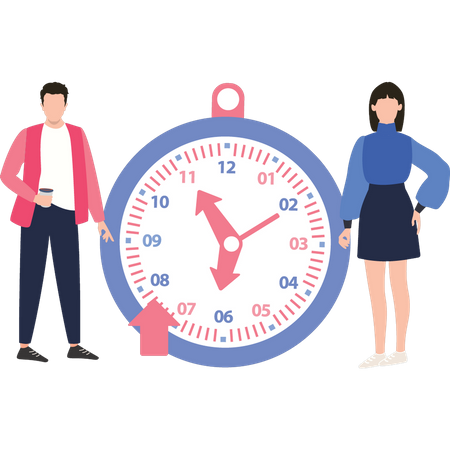 Man and woman manage time  일러스트레이션