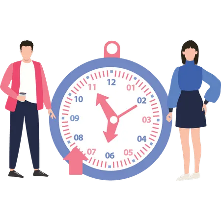 Man and woman manage time  일러스트레이션