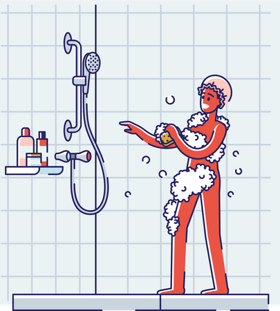 Man bathing in the bathroom  Illustration