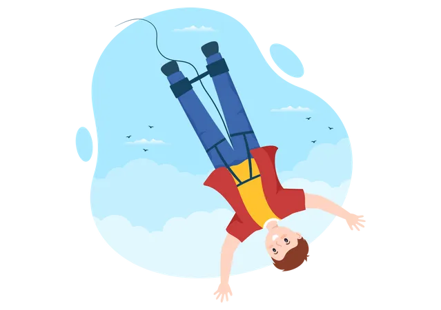 Man Bungee Jumping  Illustration