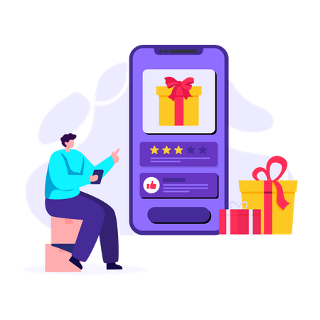 Man buying online gift  Illustration