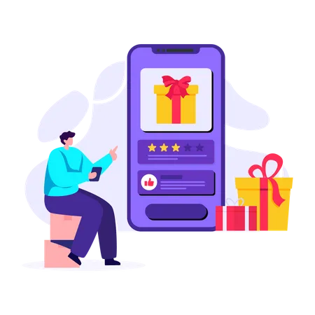 Man buying online gift  Illustration