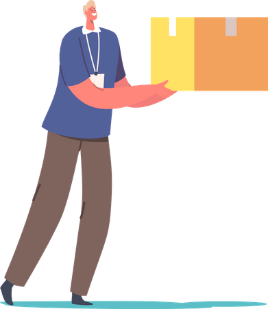 Man Carry Box with Donating Things  Illustration