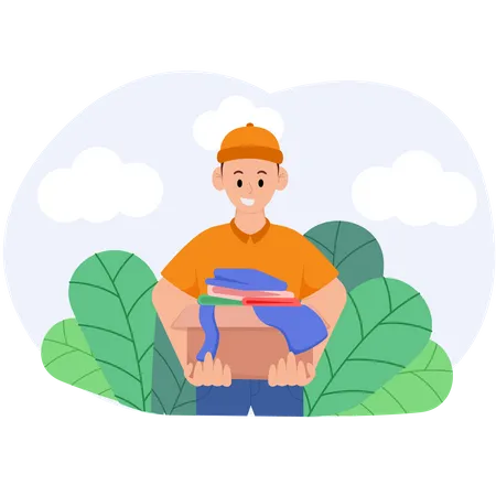 Man Carrying Donation Box  Illustration