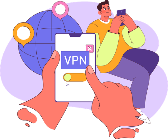 Man check vpn security  Illustration