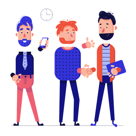 Man colleagues say hello in the office  Illustration