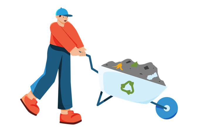 Man collecting waste for recycling  Illustration