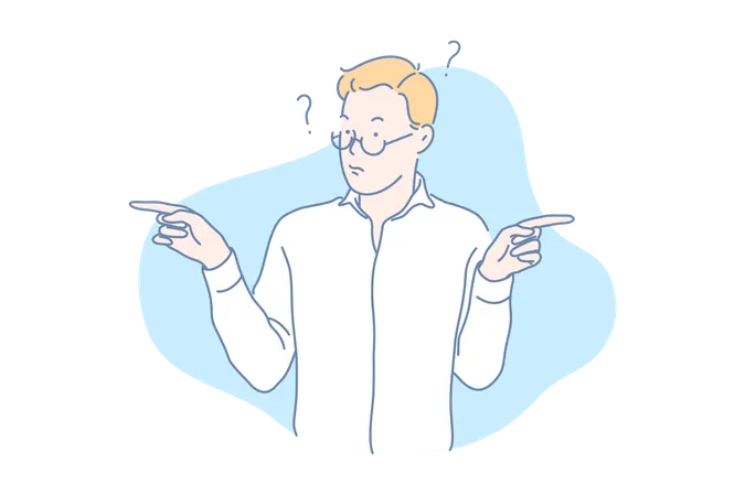 Man confused to find direction  Illustration