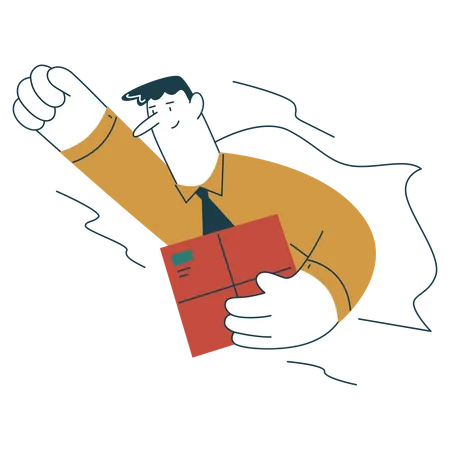 Man deliver parcel quickly  Illustration