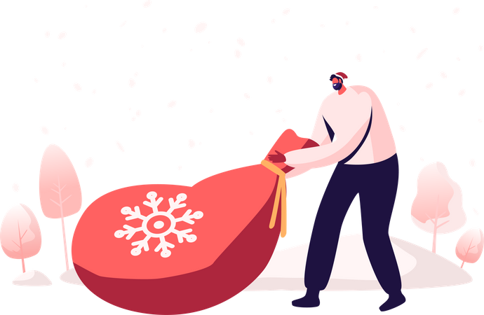 Man distributing Christmas gifts  イラスト