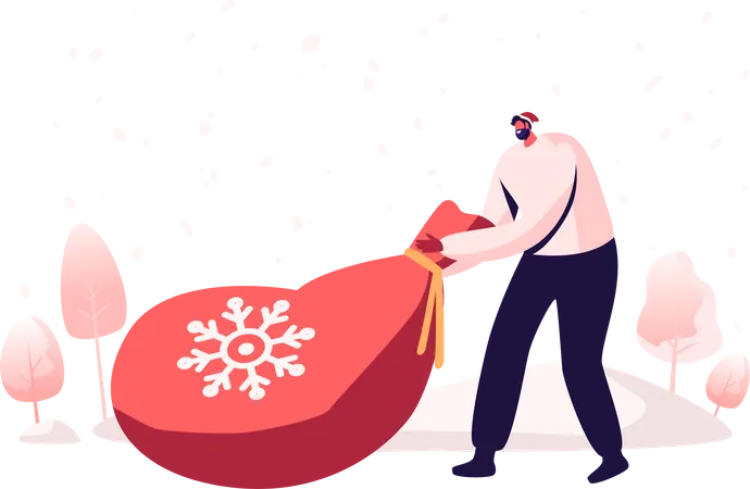 Man distributing Christmas gifts  イラスト