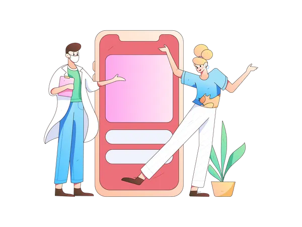 Man doctor giving online medical consultant  イラスト