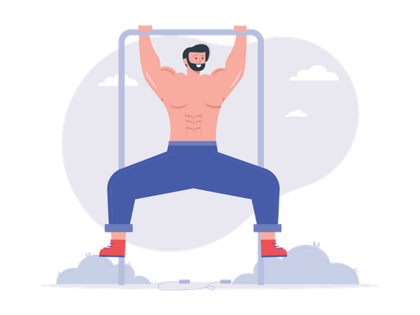 Man doing calisthenics exercise  Illustration