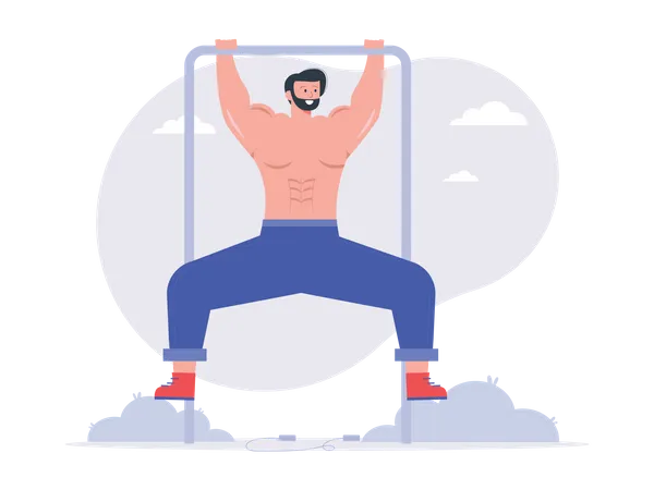 Man doing calisthenics exercise  Illustration