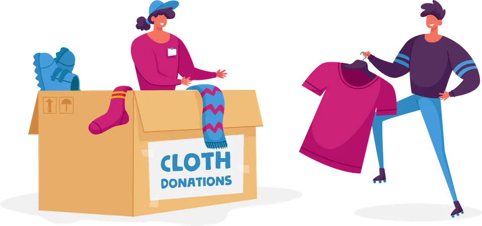 Man doing clothes donation  Illustration