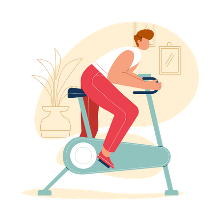 Man doing cycling in the gym  Illustration