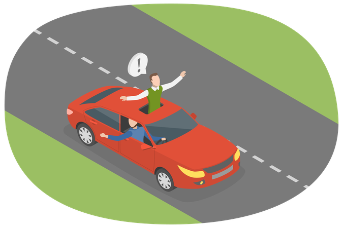 Man doing Dangerous Car Driving  Illustration