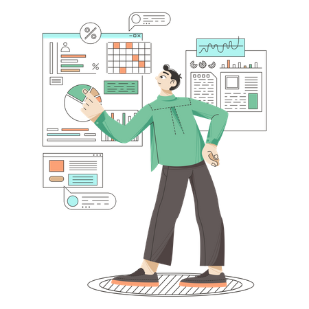 Man doing data analysis  Illustration