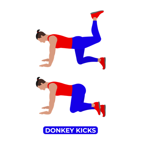 Man Doing Donkey Kicks Exercise  Illustration