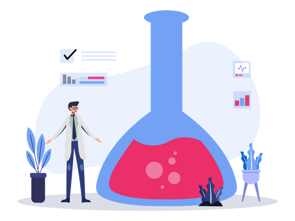 Man doing Experiments in Laboratory  Illustration