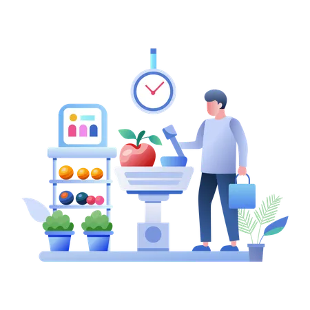 Man doing food shopping in Shopping Time  Illustration