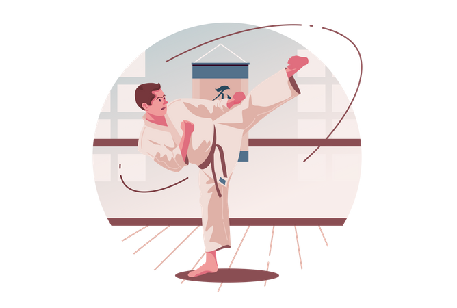 Man doing Karate  Illustration