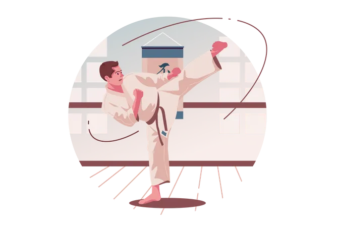 Man doing Karate  Illustration