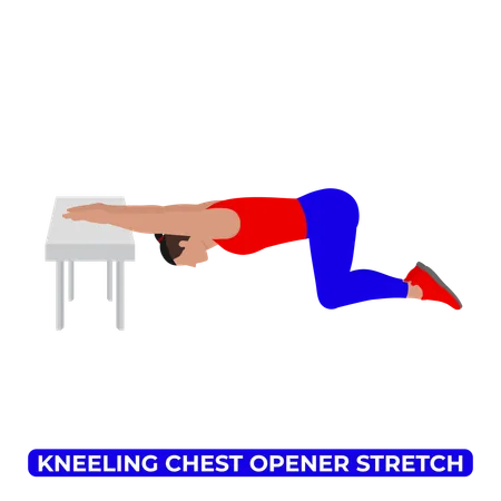 Man Doing Kneeling Chest Opener Stretch  Illustration