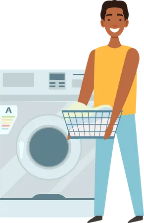 Man doing laundry  Illustration