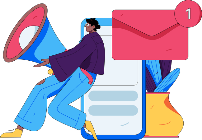 Man doing mail marketing  Illustration