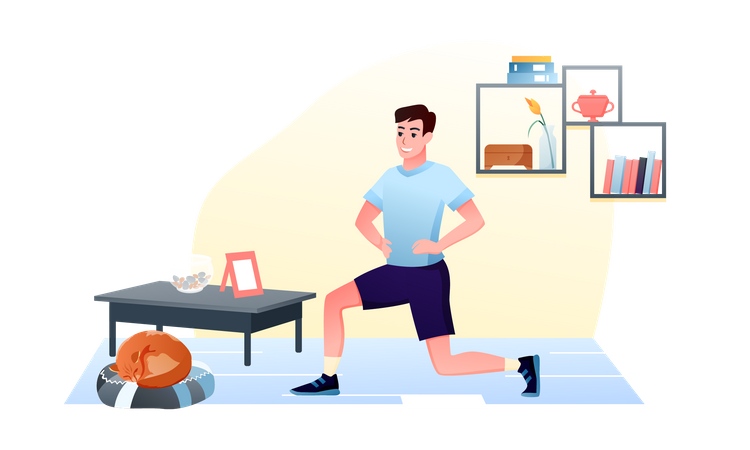 Man doing morning exercise  Illustration