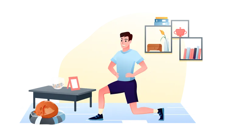 Man doing morning exercise  Illustration