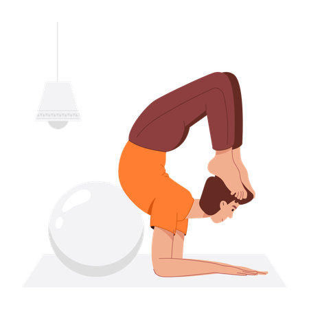 Man Doing Morning Yoga  Illustration