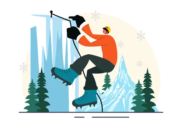 Man doing Mountain Expedition  Illustration