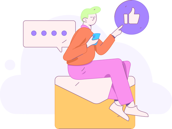 Man Doing online Communication  Illustration