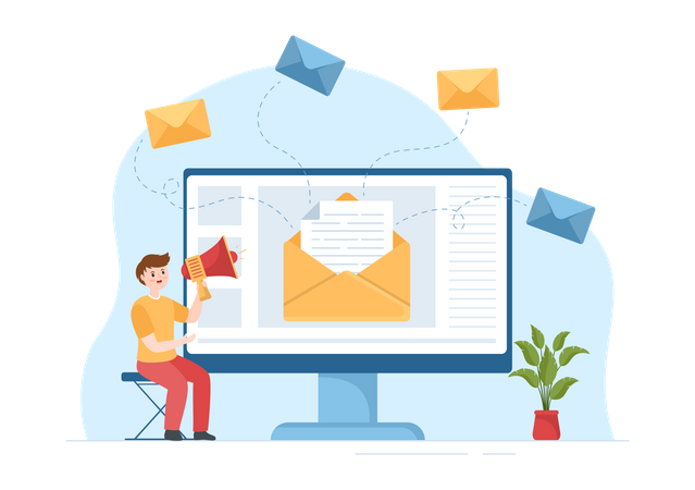 Man doing online email marketing  Illustration