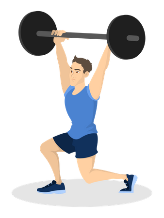 Man doing powerlifting with barbell  Illustration