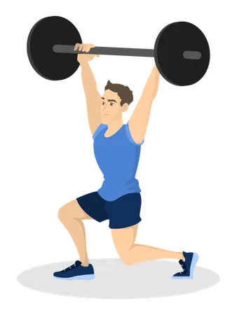 Man doing powerlifting with barbell  Illustration