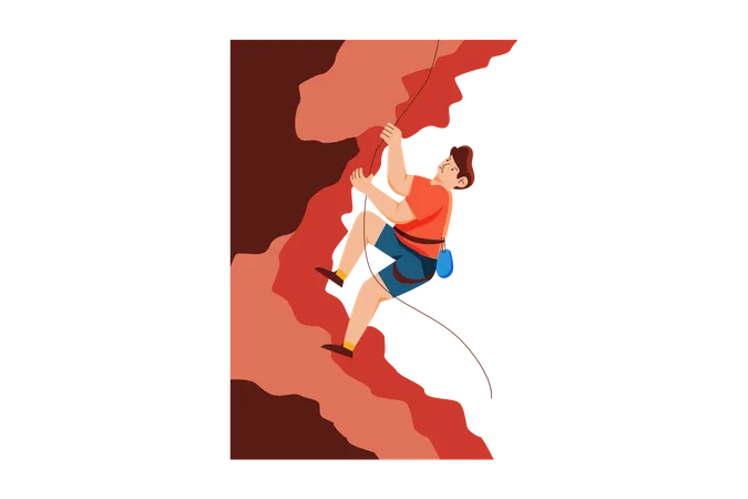 Man doing rock climbing  Illustration