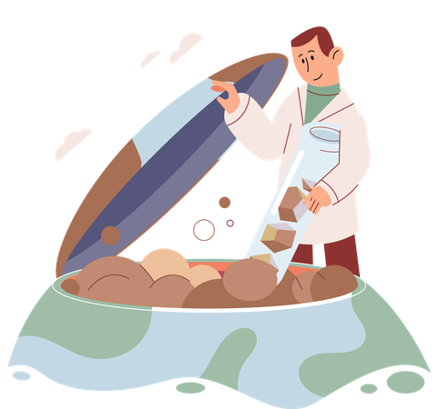 Man doing soil testing  Illustration