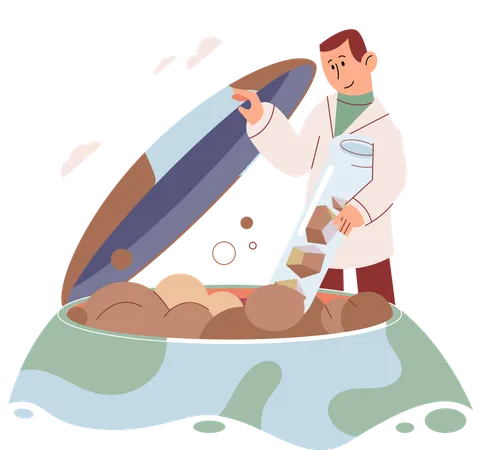 Man doing soil testing  Illustration