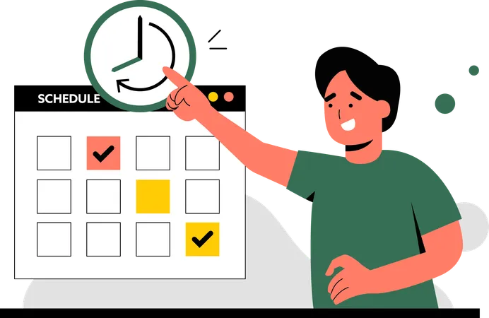 Man doing Time Management  일러스트레이션