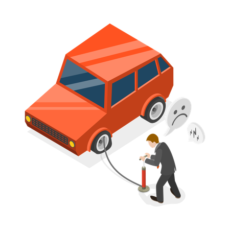 Man doing Tire Inflating  Illustration