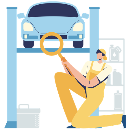 Man doing vehicle inspection  Illustration