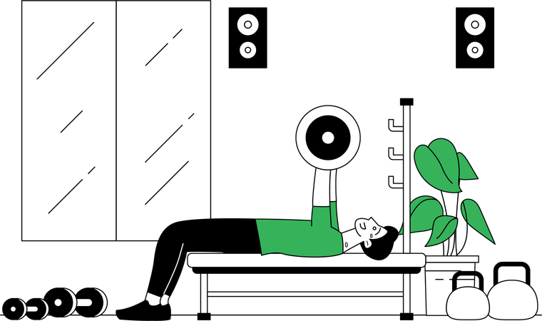 Man doing weight lifting exercise  Illustration