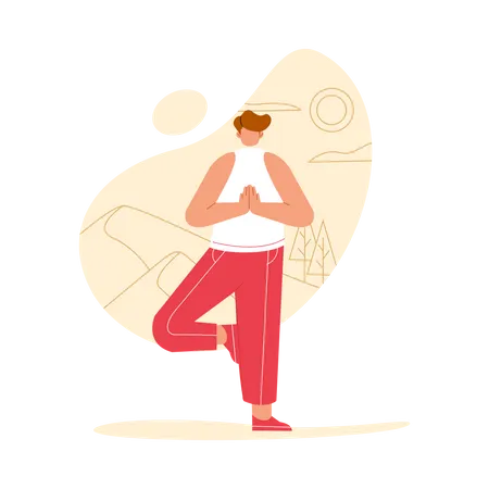 Man doing Yoga  Illustration