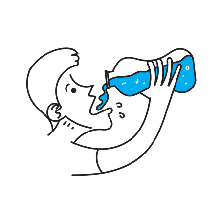 Man Drinking Water  イラスト