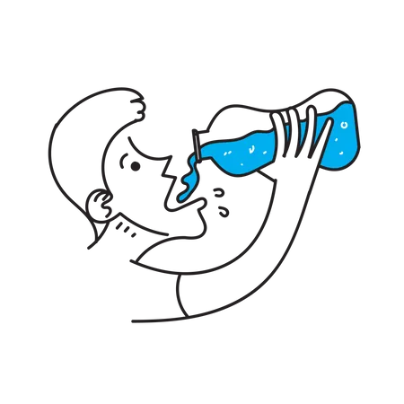 Man Drinking Water  イラスト