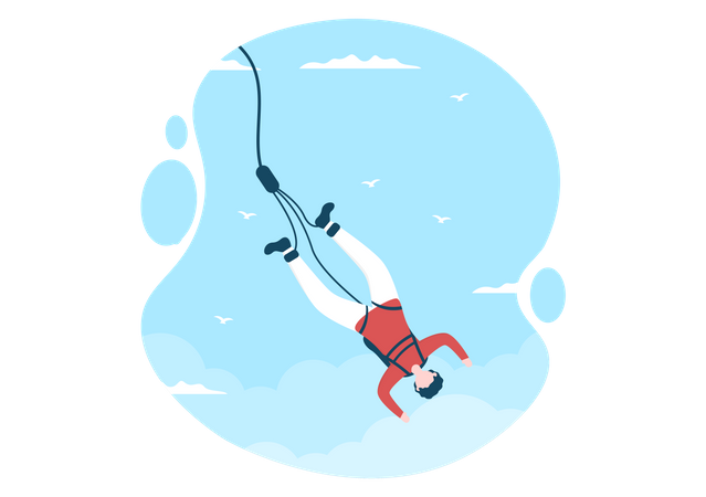 Man Enjoying Bungee Jumping  Illustration