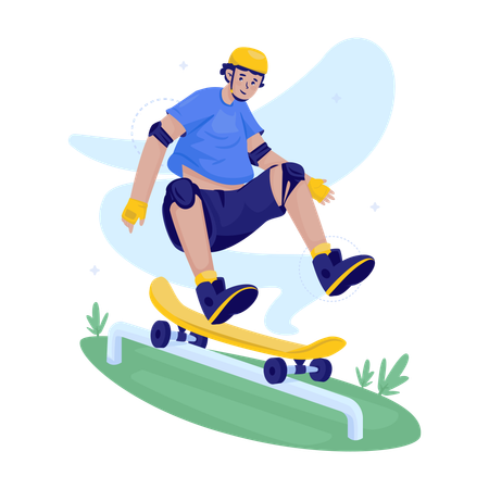 Man enjoying Skateboarding  Illustration